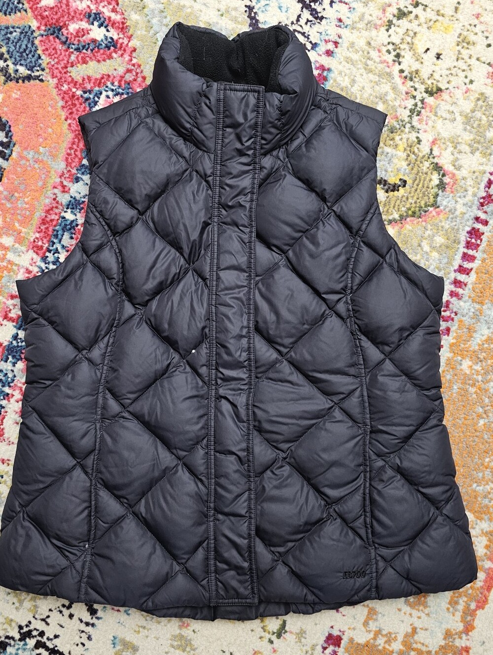 Eddie Bauer EB700 Premium Goose Down Puffer Vest Womens Large Black Zip Quilted